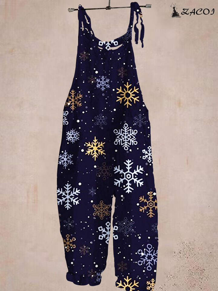 Christmas Snowflake Print Jumpsuit