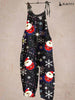 Ladies Christmas Snowman Print Casual Jumpsuit