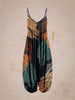 Women's Leaf Print Sleeveless Harem Jumpsuit