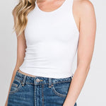 Casual Solid Color Sleeveless Crop Tank