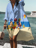 Casual seaside ocean art character print loose shirt dress