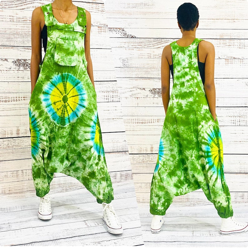 Tie-dyed Cotton Overalls