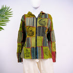 Patchwork Unisex Cotton Jacket with Hoodie