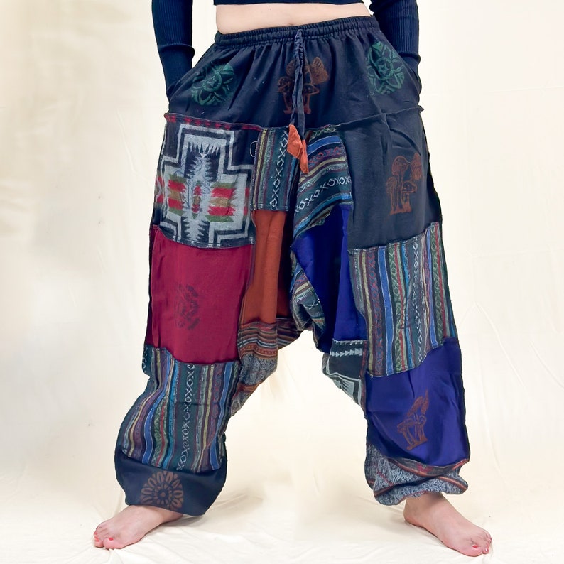 Patchwork Wool Blend Harem Pant