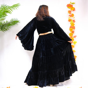 Women's Bohemian Style Velvet Flowy Skirt